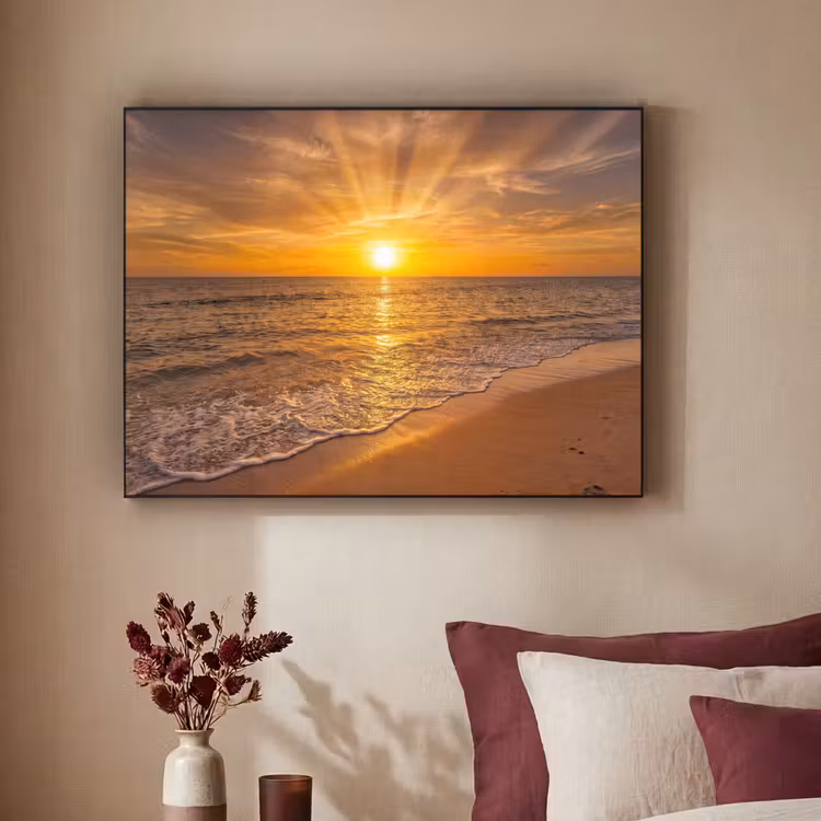 Art Frame - Zee - Zonsondergang - Golven - Kust - Oranje — 2
