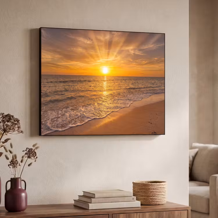 Art Frame - Zee - Zonsondergang - Golven - Kust - Oranje — 4