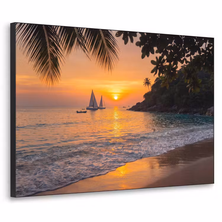 Art Frame - Zee - Zonsondergang - Boot - Natuur - Oranje — 1