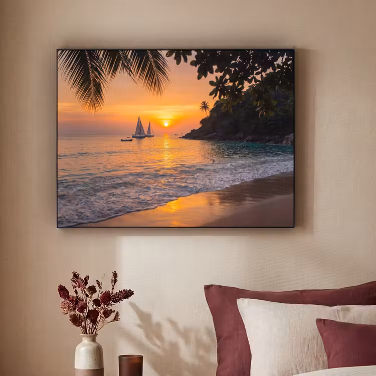 Art Frame - Zee - Zonsondergang - Boot - Natuur - Oranje — 2