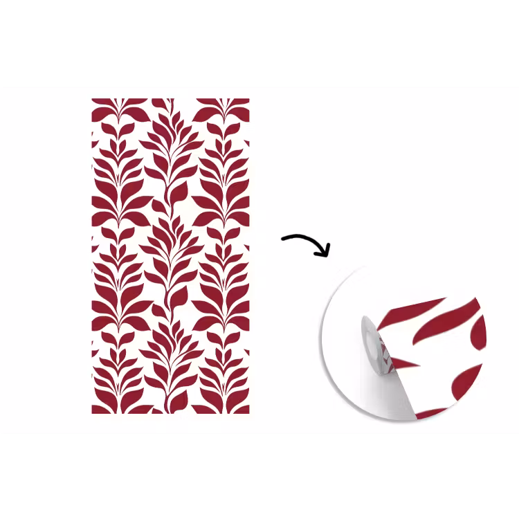 Behang - Abstract - Bladeren - Burgundy — 1