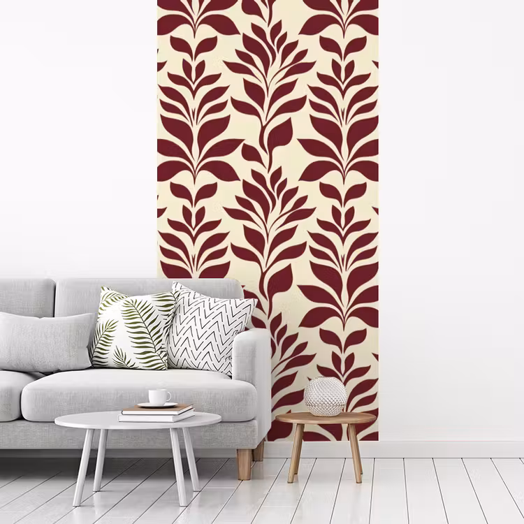 Behang - Abstract - Bladeren - Burgundy — 3