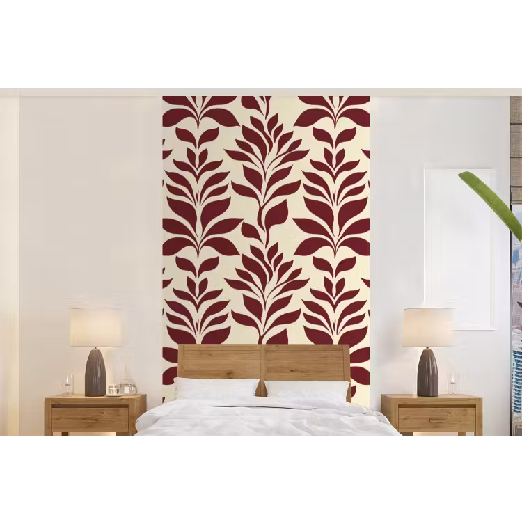 Behang - Abstract - Bladeren - Burgundy — 5