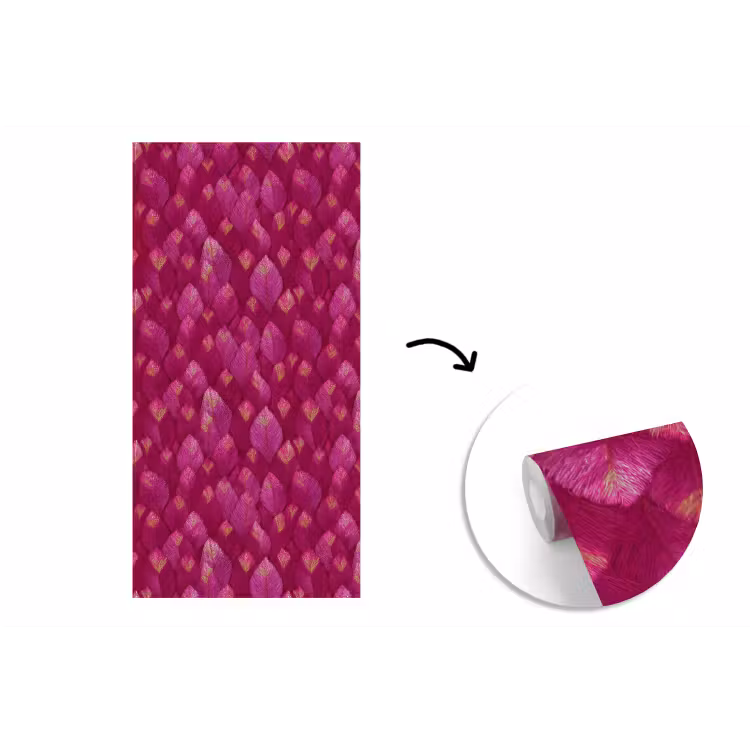 Behang - Bladeren - Patroon - Burgundy — 1