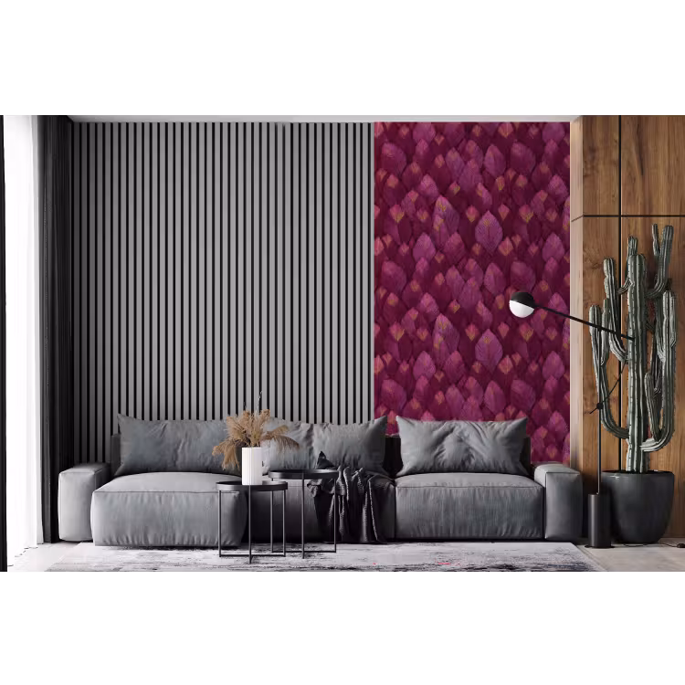 Behang - Bladeren - Patroon - Burgundy — 2