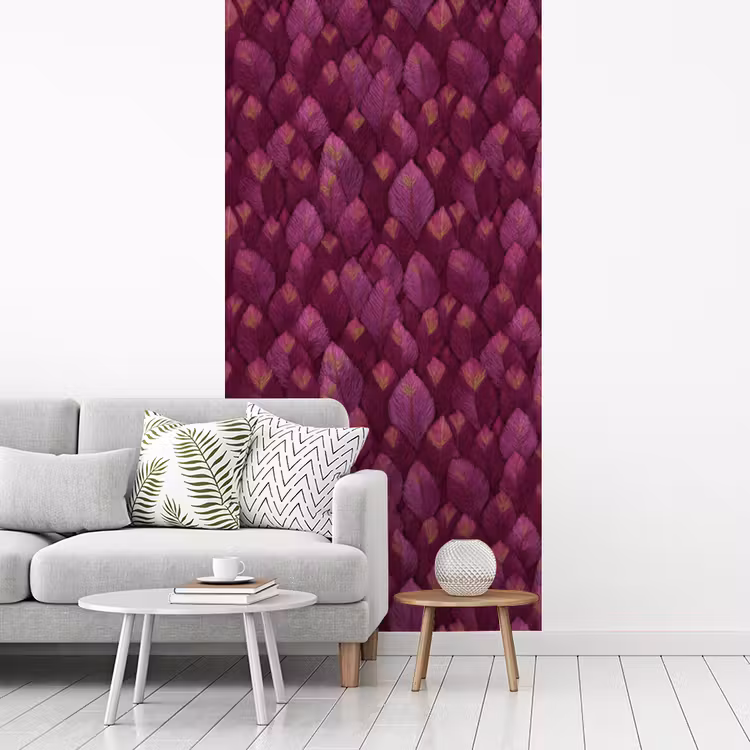 Behang - Bladeren - Patroon - Burgundy — 3