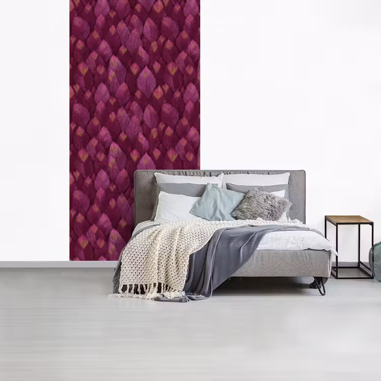Behang - Bladeren - Patroon - Burgundy — 4