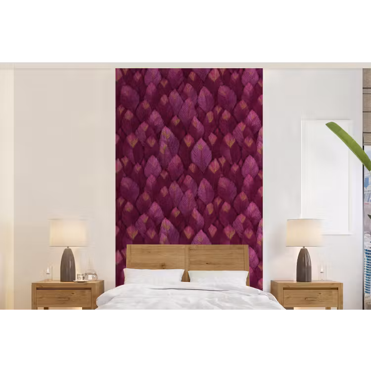 Behang - Bladeren - Patroon - Burgundy — 5