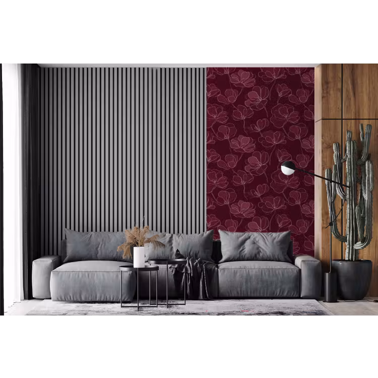 Behang - Bloemen - Patroon - Bordeauxrood — 2