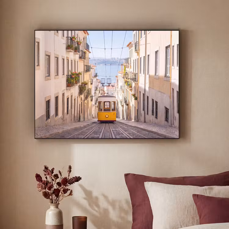 Art Frame - Tram - Straat - Stad - Architectuur - Geel — 2