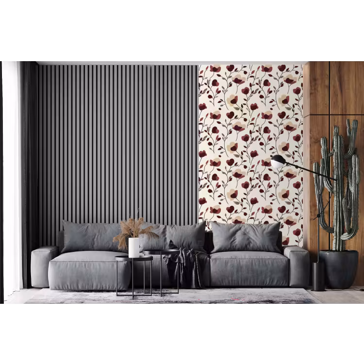 Behang - Bloemen - Botanisch - Bordeaux — 2