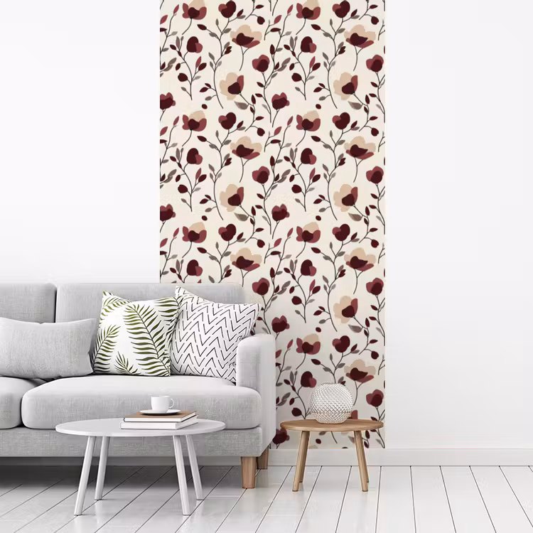 Behang - Bloemen - Botanisch - Bordeaux — 3