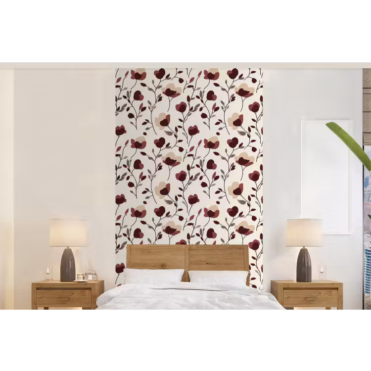 Behang - Bloemen - Botanisch - Bordeaux — 5
