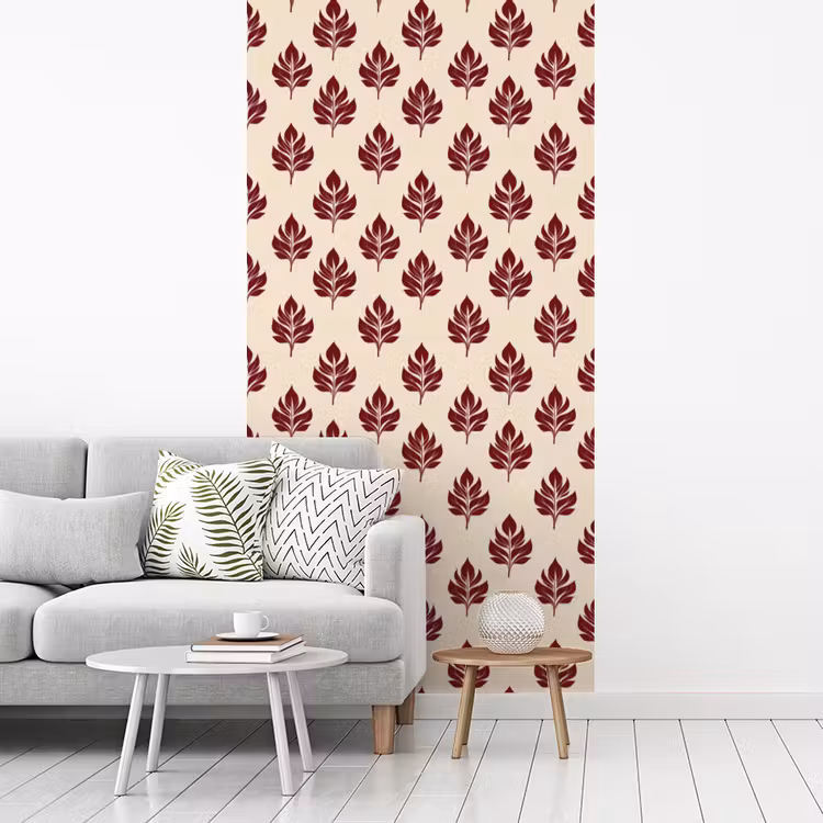 Behang - Botanisch - Patroon - Bordeaux — 3