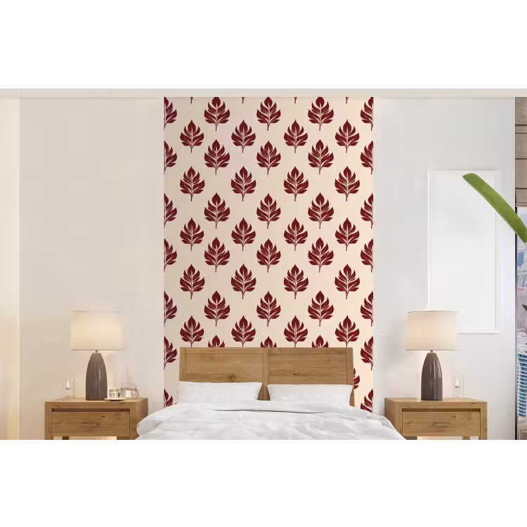 Behang - Botanisch - Patroon - Bordeaux — 5