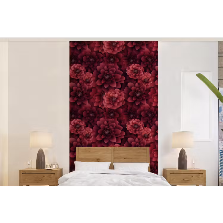 Behang - Dahlias - Bloemen - Rood — 5