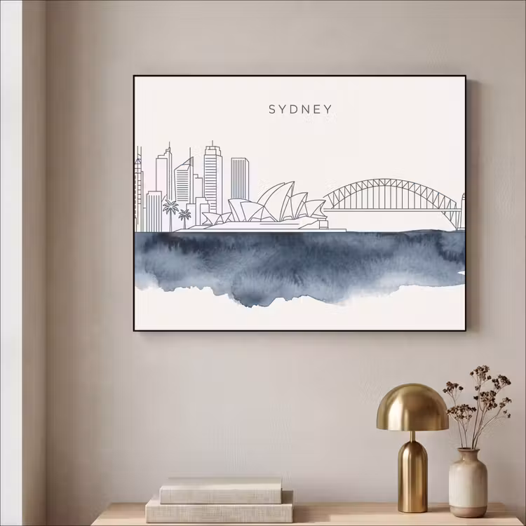 Art Frame - Stad - Skyline - Architectuur - Minimalistisch - Blauw — 3