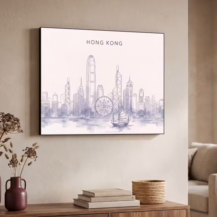 Art Frame - Stad - Skyline - Water - Lijntekening - Blauw — 4