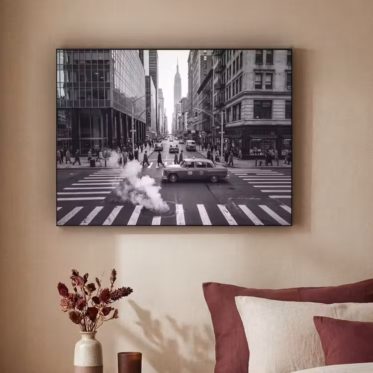 Art Frame - Stad - Straat - Gebouwen - Verkeer - Zwart-wit — 2