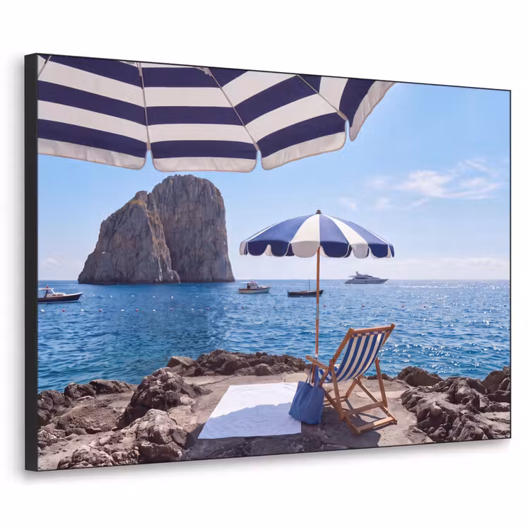 Art Frame - Strand - Ligstoel - Parasol - Zomer - Blauw — 1