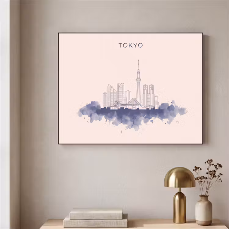 Art Frame - Tokyo - Skyline - Stad - Abstract - Blauw — 3