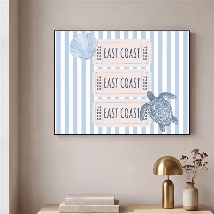 Art Frame - Schelp - Oceaan - Kust - Blauw - Illustratie — 3