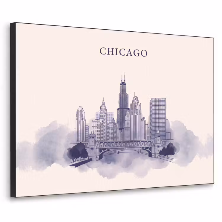 Art Frame - Stad - Skyline - Architectuur - Lijntekening - Blauw — 1