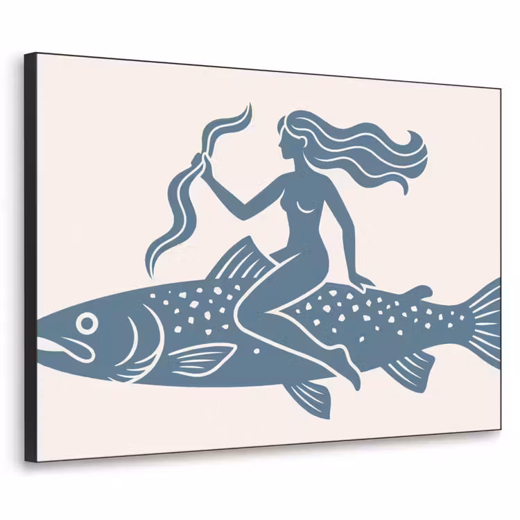 Art Frame - Vrouw - Vis - Fantasie - Abstract - Blauw — 1