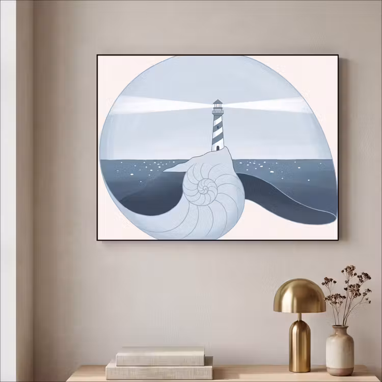 Art Frame - Vuurtoren - Zee - Schelp - Abstract - Blauw — 3