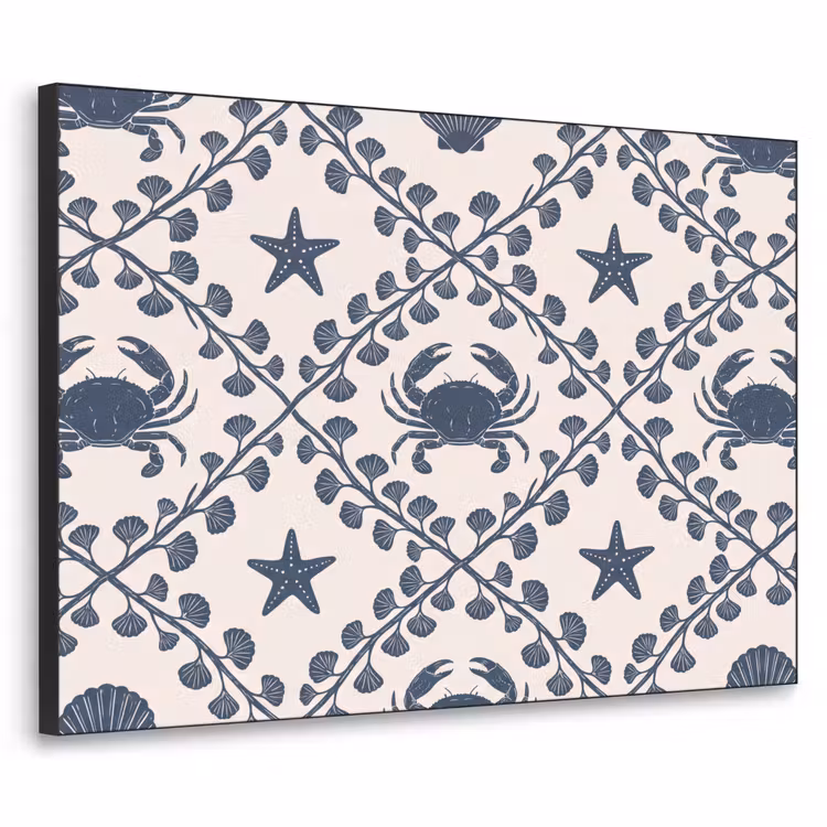 Art Frame - Zee - Krab - Zeester - Patroon - Blauw — 1