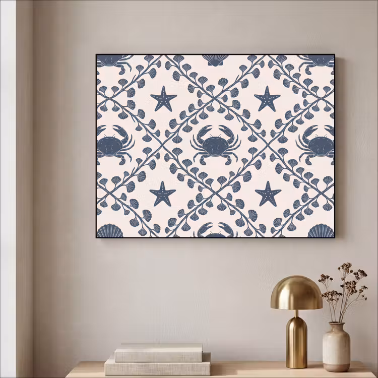 Art Frame - Zee - Krab - Zeester - Patroon - Blauw — 3