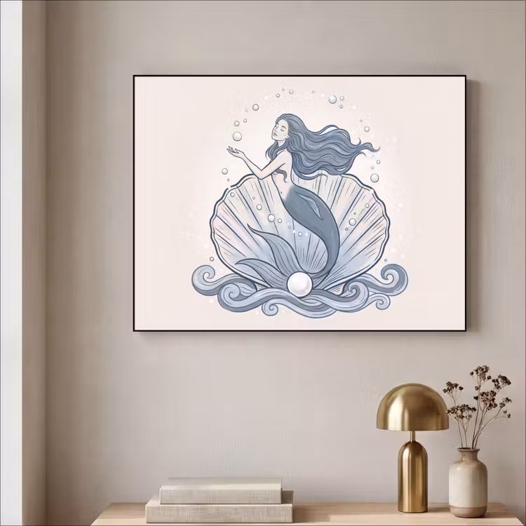 Art Frame - Zeemeermin - Schelp - Zee - Fantasie - Blauw — 3