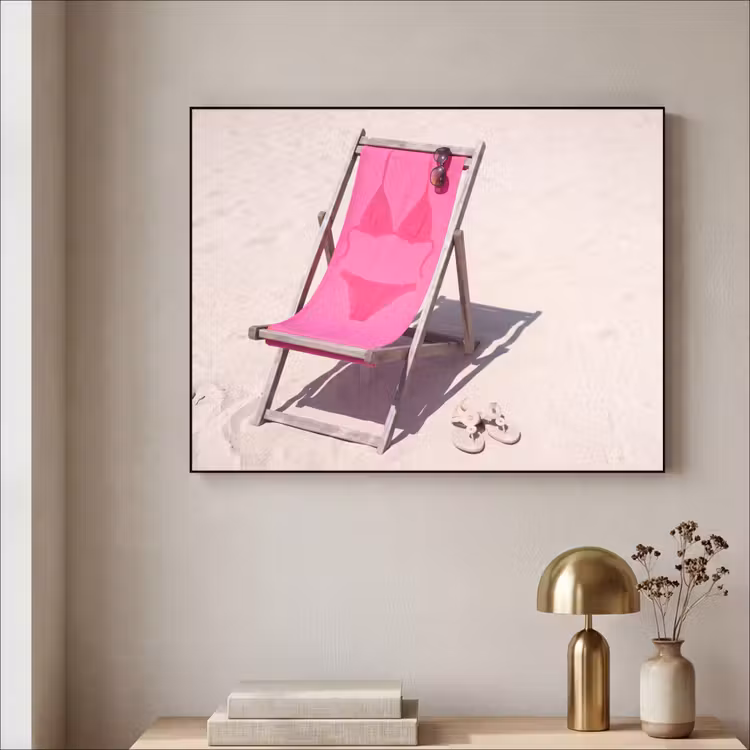 Art Frame - Strand - Ligstoel - Badkleding - Zomer - Roze — 3