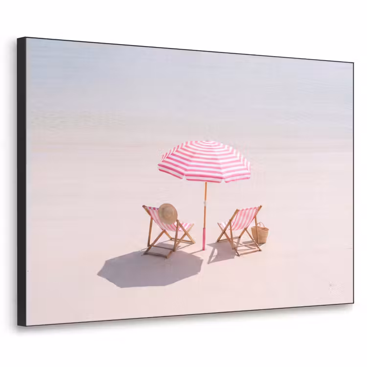 Art Frame - Strand - Parasol - Ligstoel - Zomer - Roze — 1