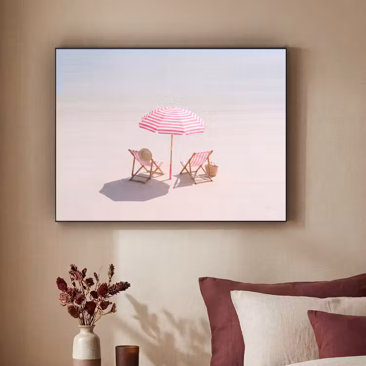 Art Frame - Strand - Parasol - Ligstoel - Zomer - Roze — 2
