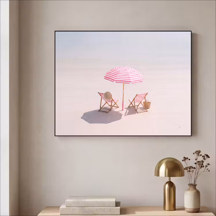 Art Frame - Strand - Parasol - Ligstoel - Zomer - Roze — 3