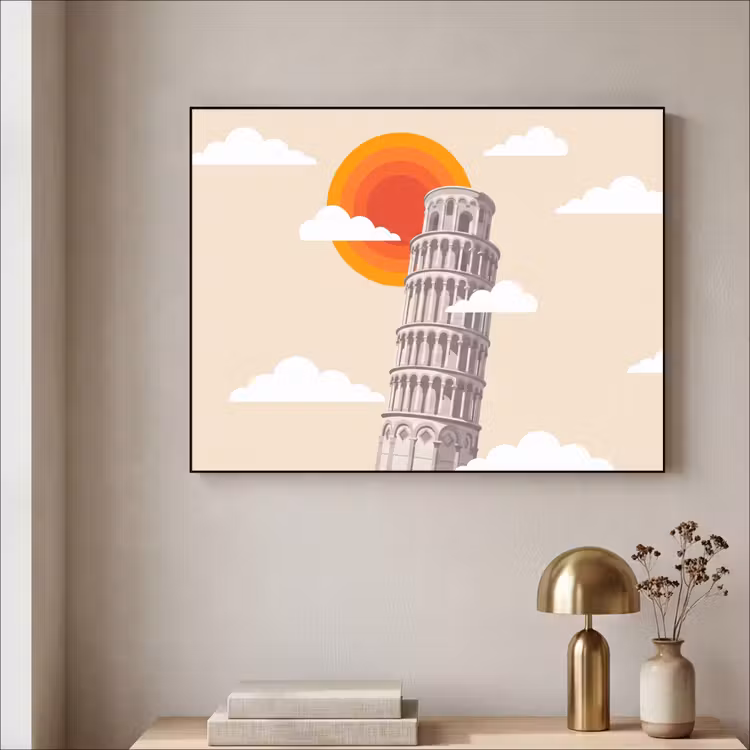 Art Frame - Toren - Pisa - Architectuur - Minimalistisch - Beige — 3