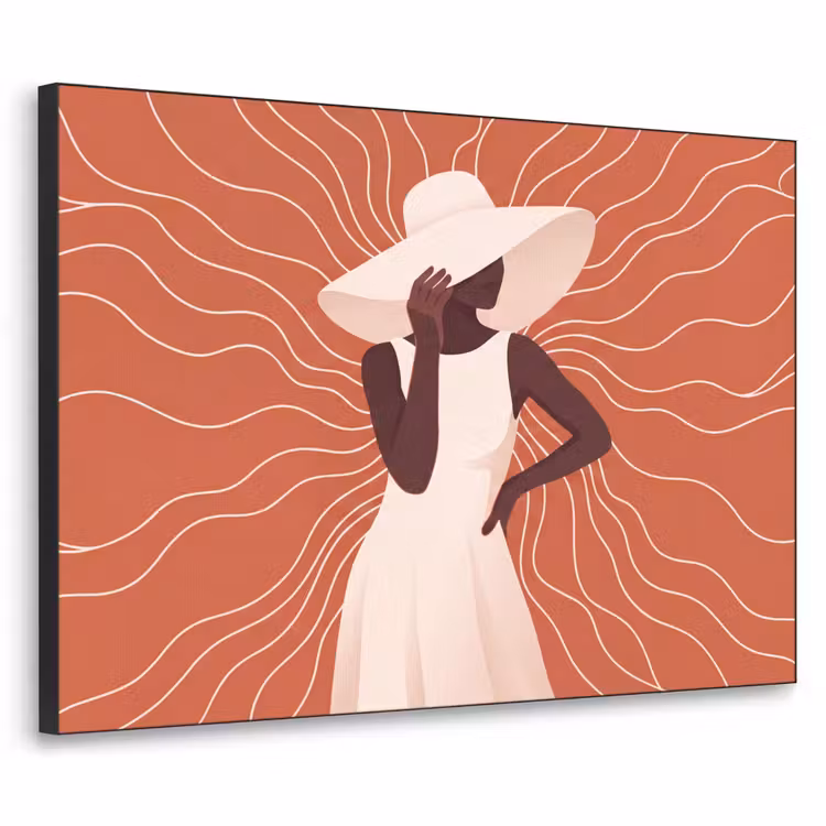 Art Frame - Vrouw - Hoed - Portret - Modern - Beige — 1