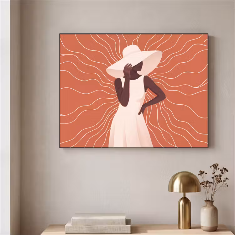 Art Frame - Vrouw - Hoed - Portret - Modern - Beige — 3