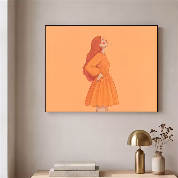 Art Frame - Vrouw - Profiel - Mensen - Modern - Oranje — 3