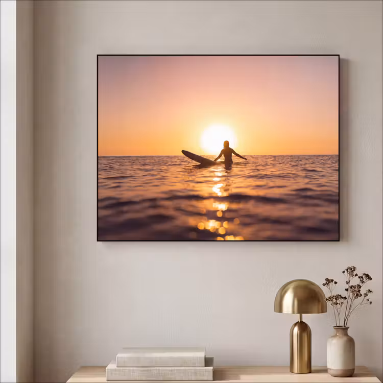 Art Frame - Persoon - Surfen - Zonsondergang - Zee - Oranje — 3