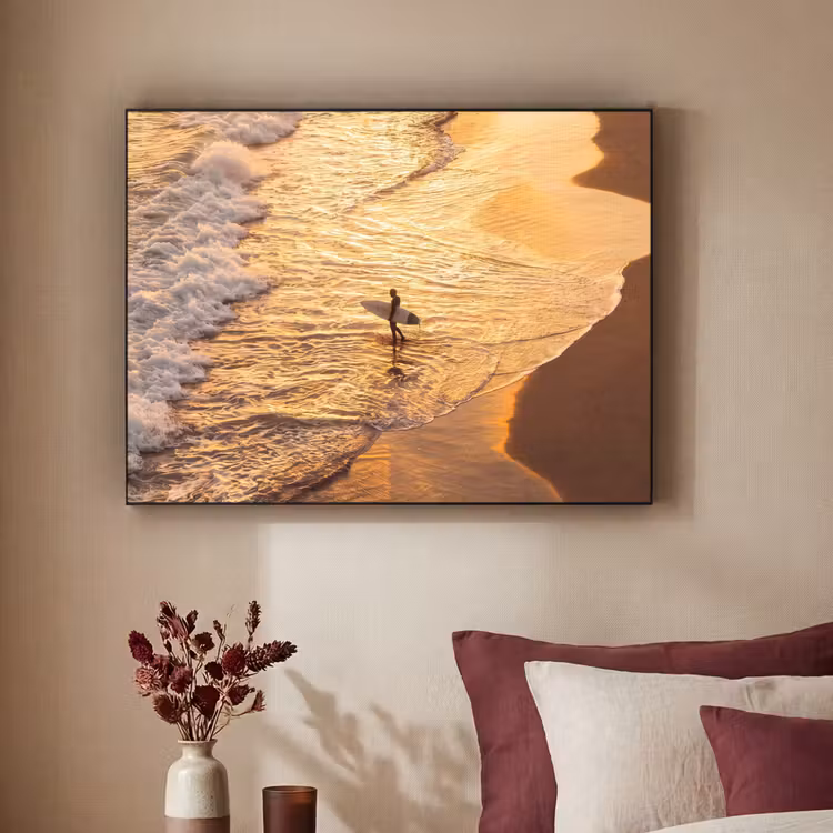 Art Frame - Surfer - Strand - Zonsondergang - Oceaan - Goud — 2