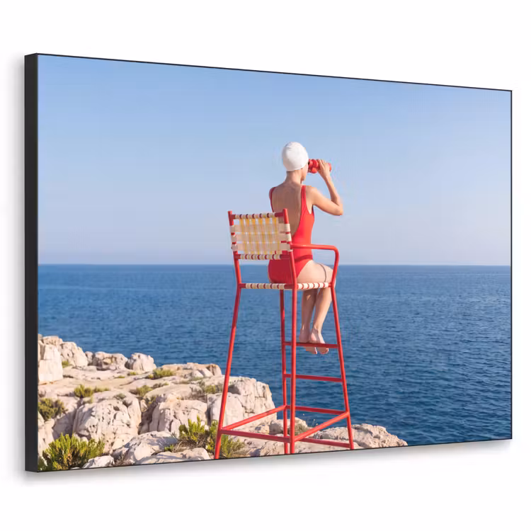 Art Frame - Vrouw - Zee - Kust - Verrekijker - Rood — 1