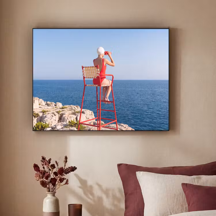 Art Frame - Vrouw - Zee - Kust - Verrekijker - Rood — 2