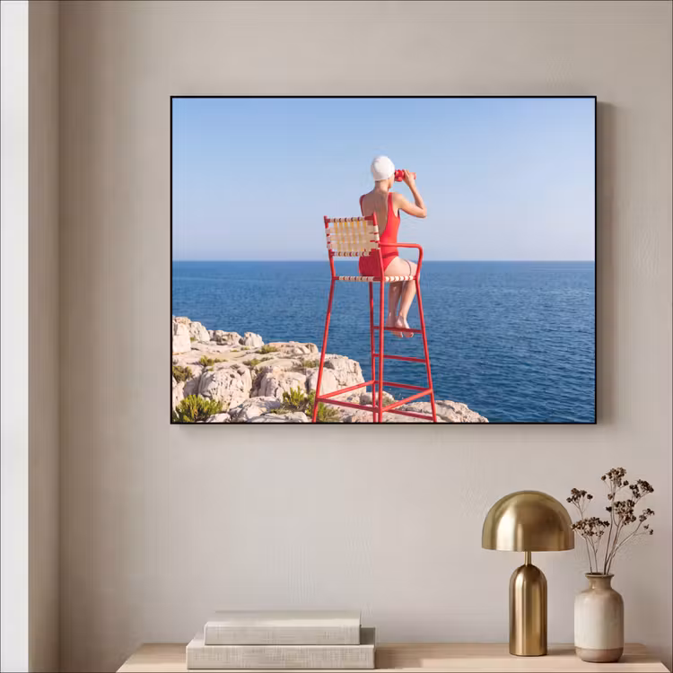 Art Frame - Vrouw - Zee - Kust - Verrekijker - Rood — 3