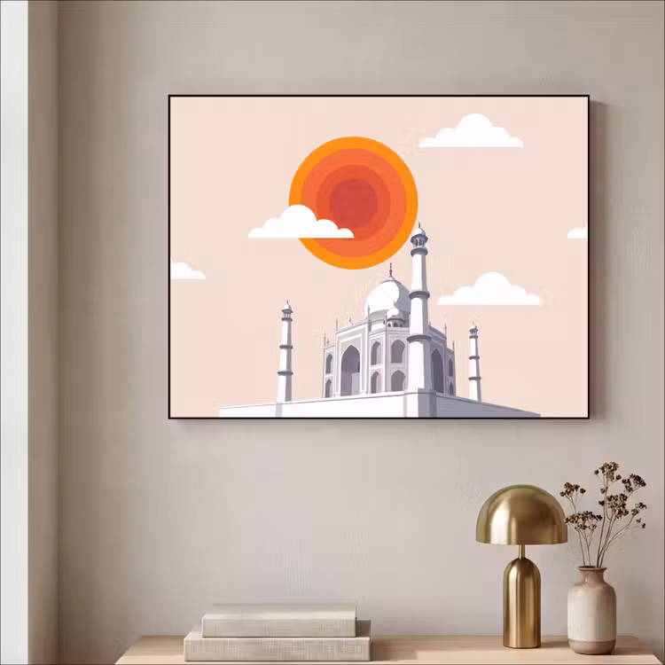 Art Frame - Taj Mahal - Zon - Koepel - Architectuur - India - Grafisch — 3
