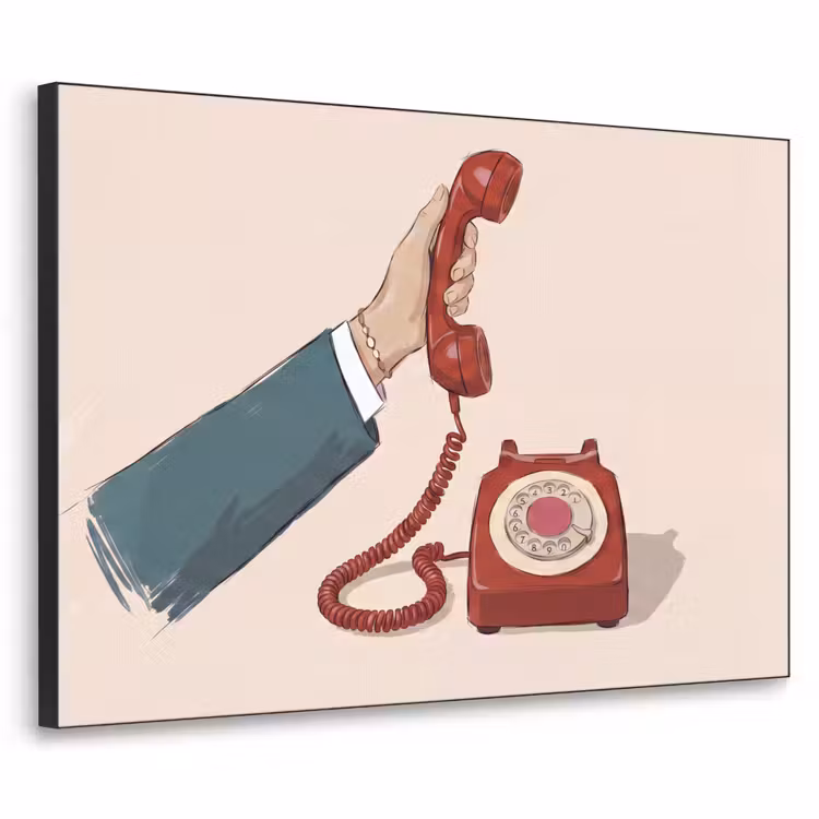 Art Frame - Telefoon - Hand - Vintage - Communicatie - Rood — 1