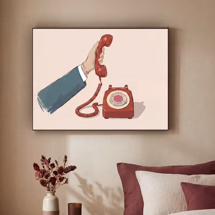 Art Frame - Telefoon - Hand - Vintage - Communicatie - Rood — 2