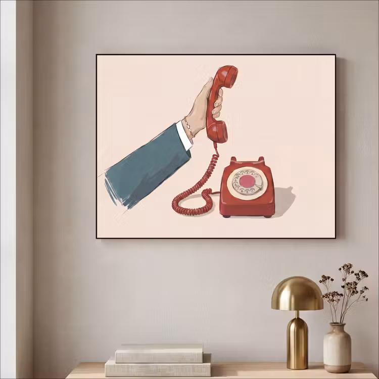 Art Frame - Telefoon - Hand - Vintage - Communicatie - Rood — 3