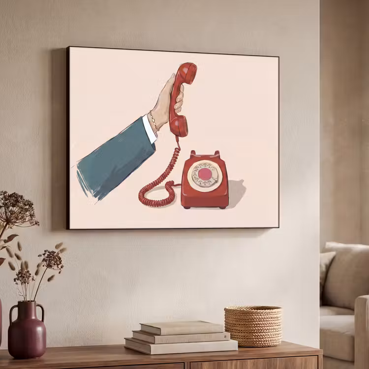 Art Frame - Telefoon - Hand - Vintage - Communicatie - Rood — 4